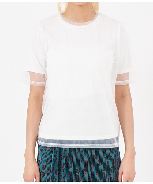 ANAP（アナップ）の「チュール×テレコリブTシャツ（Tシャツ/カットソー・レディース・ブラック/ホワイト/モスグリーン・FREE）」の20枚目の写真