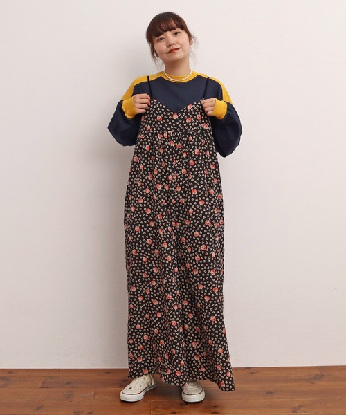 【新品タグ付】CHILD WOMAN rosaプリントオールインワン Dot＆Stripes CHILD WOMAN（ドットアンドストライプス