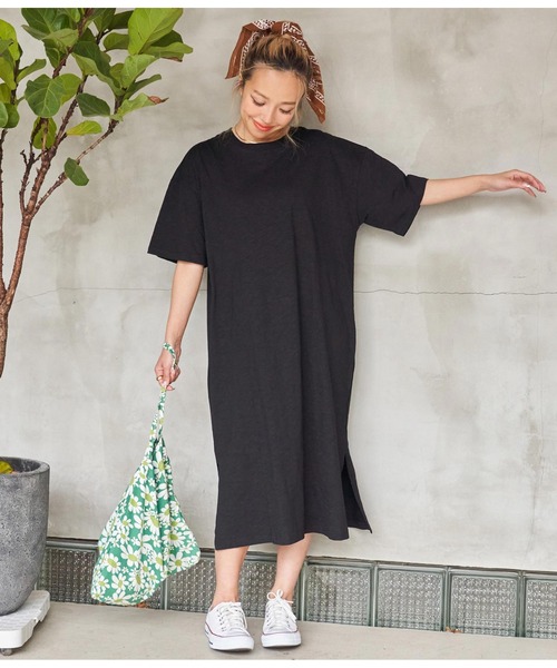 anap mimpi（アナップミンピ）の「無地 スラブ マキシ ロング ワンピース（ワンピース・レディース・ベージュ系その他/ベージュ/ブラック・FREE）」の16枚目の写真