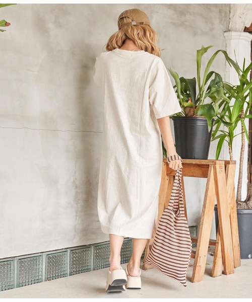 anap mimpi（アナップミンピ）の「無地 スラブ マキシ ロング ワンピース（ワンピース・レディース・ベージュ系その他/ベージュ/ブラック・FREE）」の7枚目の写真