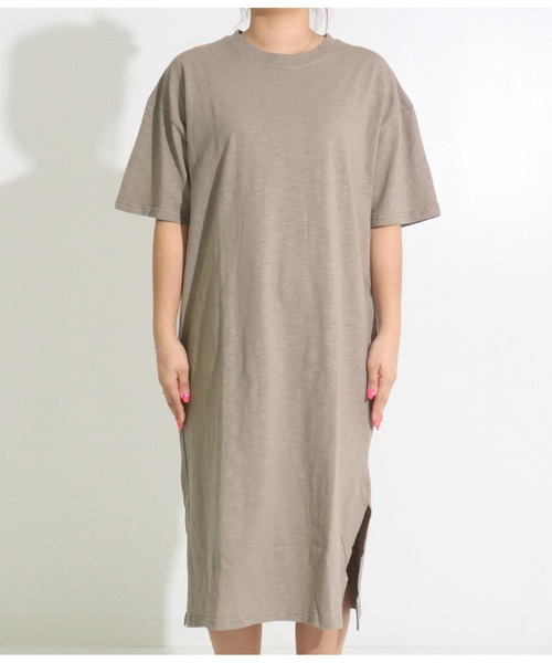 anap mimpi（アナップミンピ）の「無地 スラブ マキシ ロング ワンピース（ワンピース・レディース・ベージュ系その他/ベージュ/ブラック・FREE）」の9枚目の写真