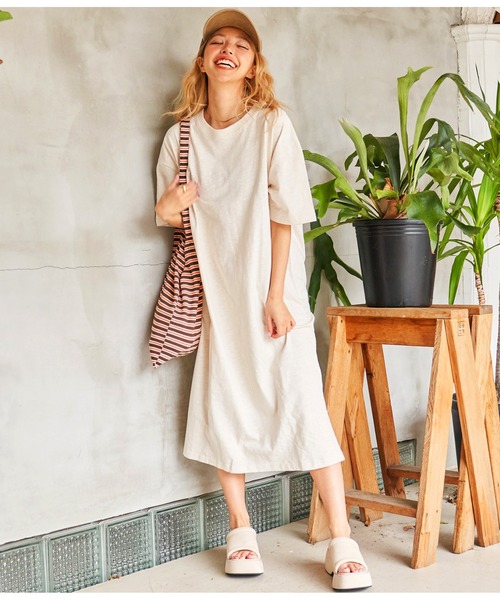 anap mimpi（アナップミンピ）の「無地 スラブ マキシ ロング ワンピース（ワンピース・レディース・ベージュ系その他/ベージュ/ブラック・FREE）」の14枚目の写真