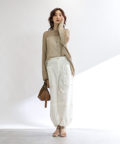 RIVE DROITE（リヴドロワ）の「【シーズンムードを高める】ベルテッドカーゴワイドパンツ（カーゴパンツ・レディース・オフホワイト/ベージュ・36/38）」の22枚目の写真