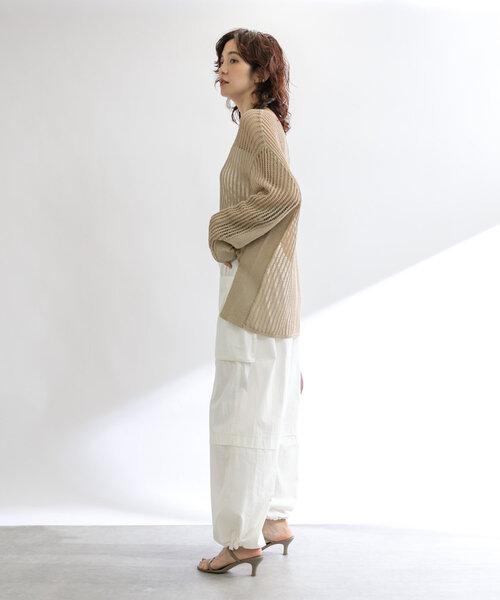 RIVE DROITE（リヴドロワ）の「【シーズンムードを高める】ベルテッドカーゴワイドパンツ（カーゴパンツ・レディース・オフホワイト/ベージュ・36/38）」の21枚目の写真
