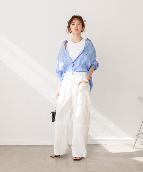 RIVE DROITE（リヴドロワ）の「【シーズンムードを高める】ベルテッドカーゴワイドパンツ（カーゴパンツ・レディース・オフホワイト/ベージュ・36/38）」の13枚目の写真