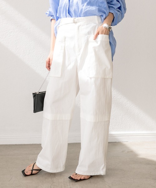 RIVE DROITE（リヴドロワ）の「【シーズンムードを高める】ベルテッドカーゴワイドパンツ（カーゴパンツ・レディース・オフホワイト/ベージュ・36/38）」の8枚目の写真