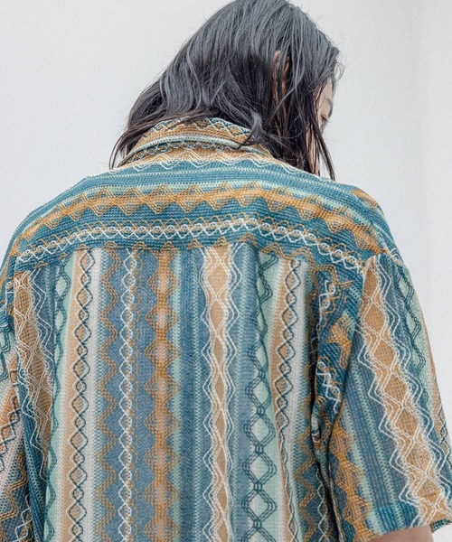RAGEBLUE（レイジブルー）の「MESH JACQUARD LACE SHIRTS