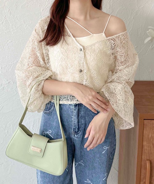 apres jour clair(アプレジュールクレア)の「【apres jour clair】2wayレースブラウス【ZOZOTOWN限定アイテム】(シャツ/ブラウス・レディース・オフホワイト/アイボリー/ブラック・X-LARGE/フリー)」の4枚目の写真