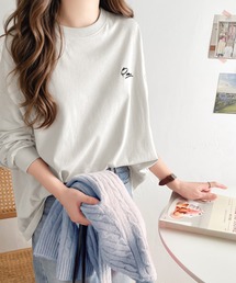 classicalelf | シンプルカジュアルを格上げ。綿100%ワンポイント胸刺繍シンプルロンTee(Tシャツ/カットソー)