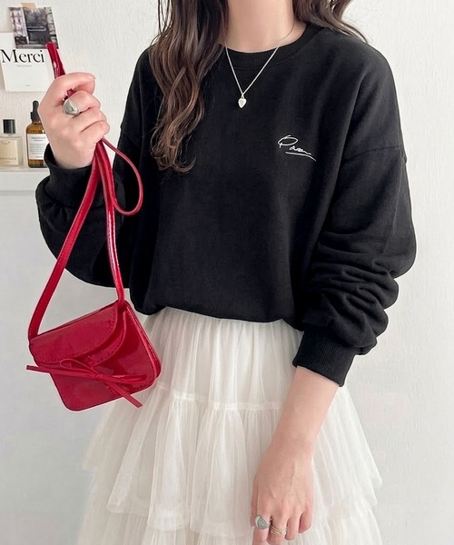 classicalelf（クラシカルエルフ）の「シンプルカジュアルを格上げ。綿100%ワンポイント胸刺繍シンプル オーバーサイズ ロンTee（Tシャツ/カットソー・レディース・ピンクベージュ/ブラック/オートミール/オフホワイト/グレイッシュベージュ・X-LARGE/LARGE/MEDIUM/SMALL）」の19枚目の写真