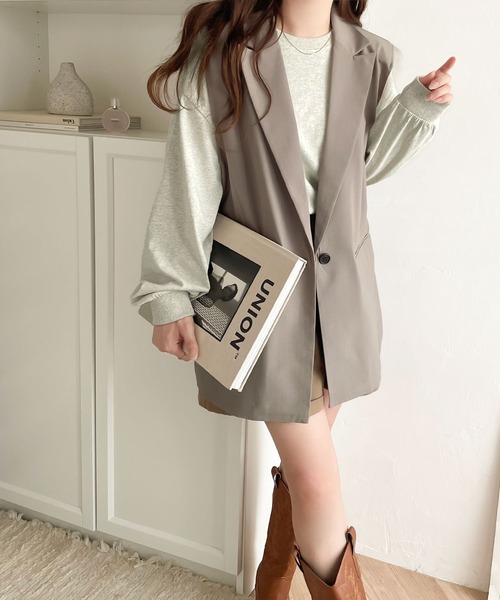 classicalelf（クラシカルエルフ）の「シンプルカジュアルを格上げ。綿100%ワンポイント胸刺繍シンプル オーバーサイズ ロンTee（Tシャツ/カットソー・レディース・ピンクベージュ/ブラック/オートミール/オフホワイト/グレイッシュベージュ・X-LARGE/LARGE/MEDIUM/SMALL）」の14枚目の写真