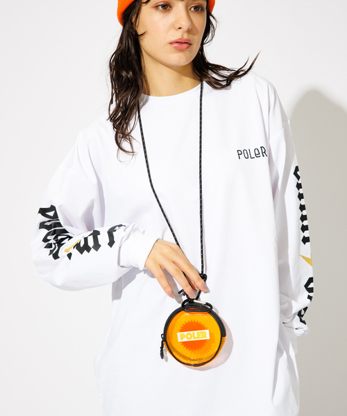 POLeR(ポーラー)の「【POLeR/ポーラー】PVC ROUND POUCH/モバイルポーチ(エコバッグ/サブバッグ・メンズ・クリア/オレンジ・フリー)」の3枚目の写真
