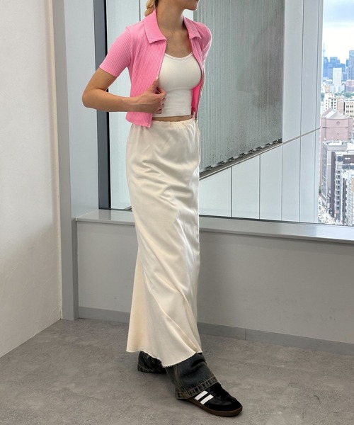 MAGPIEROBIN(マグパイロビン)の「MAGPIE ROBIN/ROLL SPAN カーディガン(カーディガン/ボレロ・レディース・ピンク/ホワイト/ネイビー・FREE)」の5枚目の写真