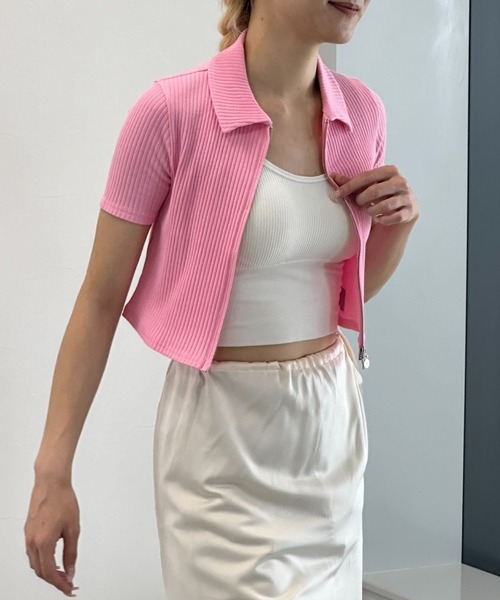 MAGPIEROBIN(マグパイロビン)の「MAGPIE ROBIN/ROLL SPAN カーディガン(カーディガン/ボレロ・レディース・ピンク/ホワイト/ネイビー・FREE)」の8枚目の写真