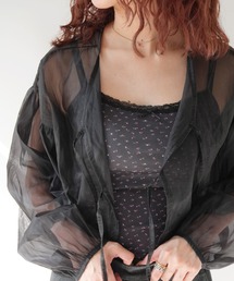 キャミソール（ブラック/黒色系・花柄・ボタニカル柄）ファッション