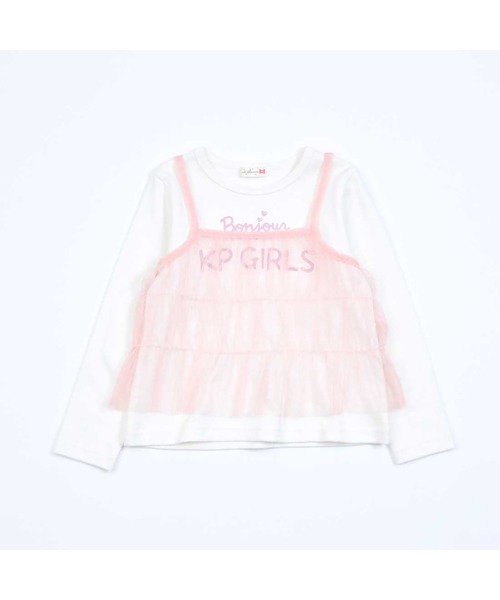 KP（ケーピー）の「チュールビスチェ＆ロゴTシャツセット(100～150)（Tシャツ/カットソー・キッズ・オフホワイト/ラベンダー・120cm/130cm/140cm/110cm）」の3枚目の写真