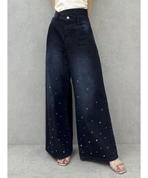 dazzlin | 【流那(ばんばんざい)コラボ】ウエストクロスラインストーンデニムパンツ(デニムパンツ)