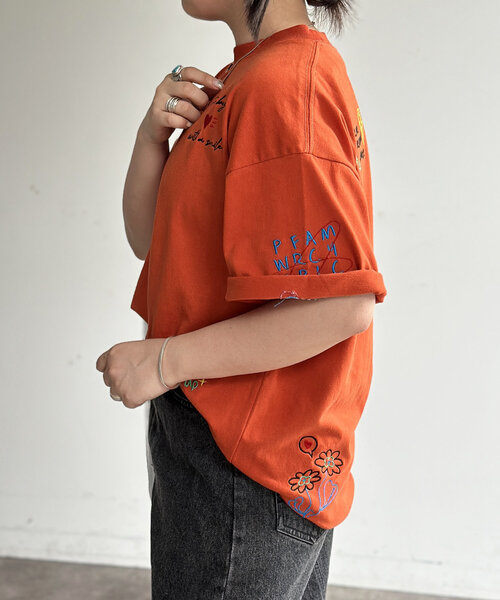 CPCM(シーピーシーエム)の「落書き刺繍T2(Tシャツ/カットソー・レディース・チャコールグレー/ホワイト/オレンジ/グレー・MEDIUM/LARGE)」の22枚目の写真
