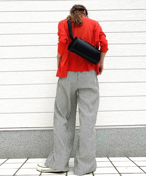 Q(キュー)の「ストライプリラックスパンツ(その他パンツ・レディース・ブルー系/ブラック系・MEDIUM)」の8枚目の写真