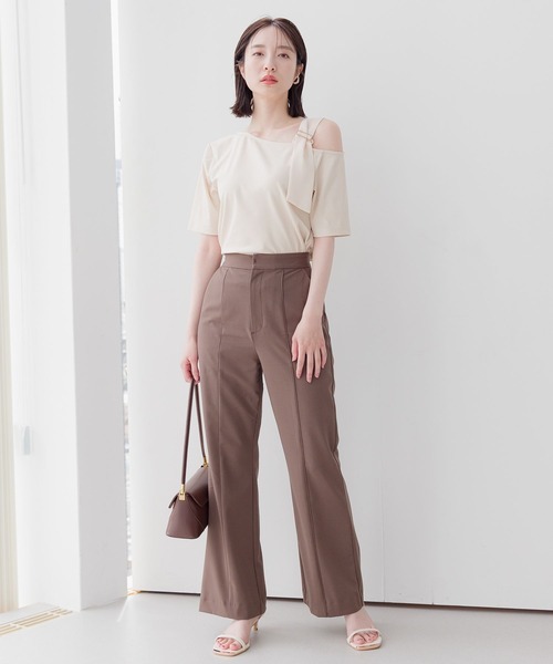 Andemiu（アンデミュウ）の「【LサイズWEB限定】ピンタックフレアパンツ136047（スラックス・レディース・ベージュ/オレンジ/ブラウン/ブラック・SMALL/MEDIUM/LARGE）」の7枚目の写真