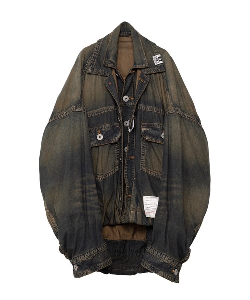 Maison MIHARA YASUHIRO(メゾンミハラヤスヒロ)の「Denim Layered Jacket(デニムジャケット・レディース・ブラック/インディゴブルー・38/36)」の1枚目の写真