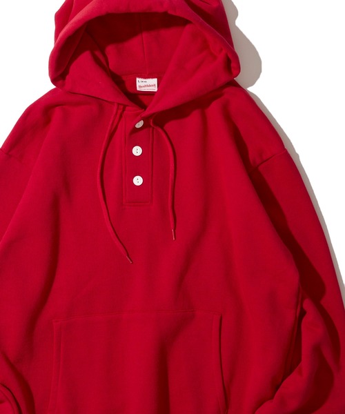 Healthknit（ヘルスニット）の「【Healthknit】Classic Sweat Henley-Hoodie L/S / ヘンリーネック プルオーバーパーカー（パーカー・メンズ・グレー/チャコールグレー/ブルー/レッド/マスタード・MEDIUM/LARGE/X-LARGE）」の5枚目の写真