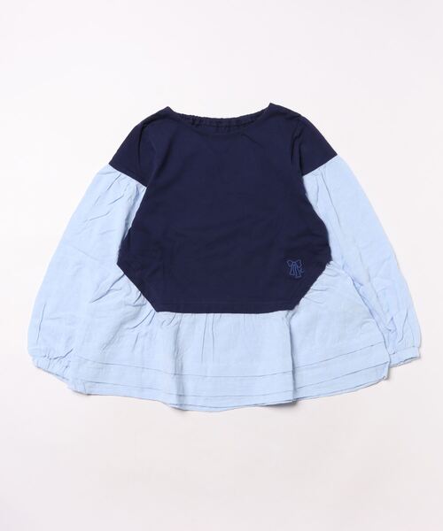 HAKKA KIDS（ハッカキッズ）の「[ジュニアサイズ]異素材ミックスブラウス（シャツ/ブラウス・キッズ・オフホワイト/ネイビー・140cm/150cm）」の2枚目の写真