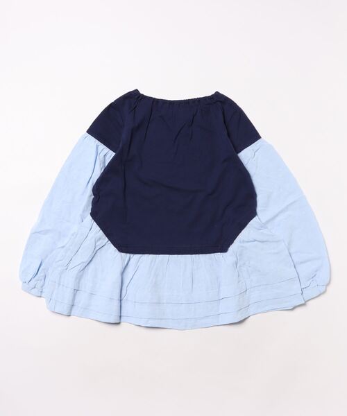 HAKKA KIDS（ハッカキッズ）の「[ジュニアサイズ]異素材ミックスブラウス（シャツ/ブラウス・キッズ・オフホワイト/ネイビー・140cm/150cm）」の3枚目の写真