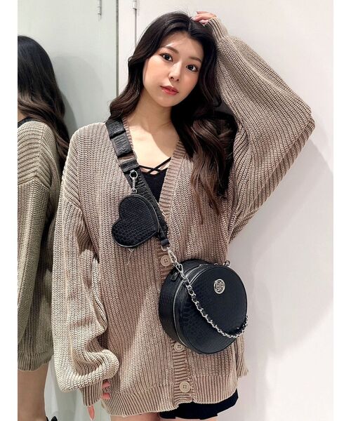 GYDA（ジェイダ）の「2WAYハートミニポーチ付きサークルBAG（ハンドバッグ・レディース・ボルドー/ブラック/オフホワイト・FREE）」の11枚目の写真