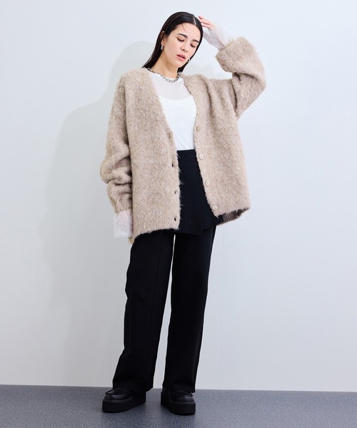 LE CERCLE par rope'（ルセルクルパーロペ）の「アルパカタッチヤーンニットカーディガン（カーディガン/ボレロ・レディース・オレンジ/ベージュ/ダークブラウン/ライトグレー/ネイビー/ホワイト・FREE）」の10枚目の写真