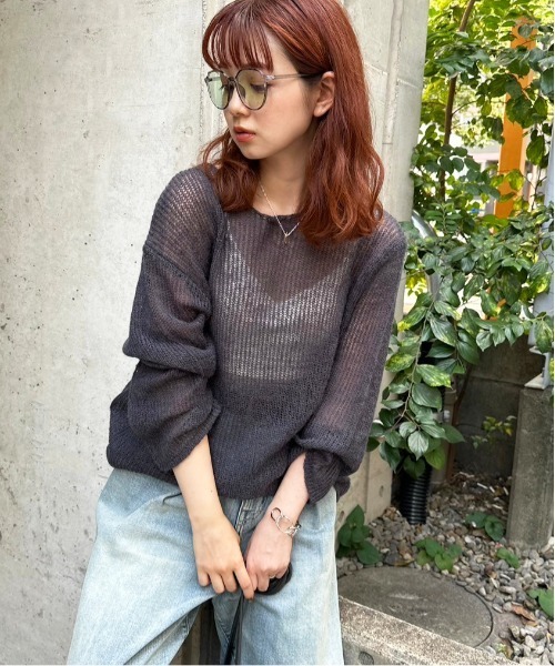 DOUBLE NAME（ダブルネーム）の「モヘアタッチシアーニットゆるプルオーバー（ニット/セーター・レディース・ピンク/スミクロ/オフホワイト/ブルー・FREE）」の17枚目の写真