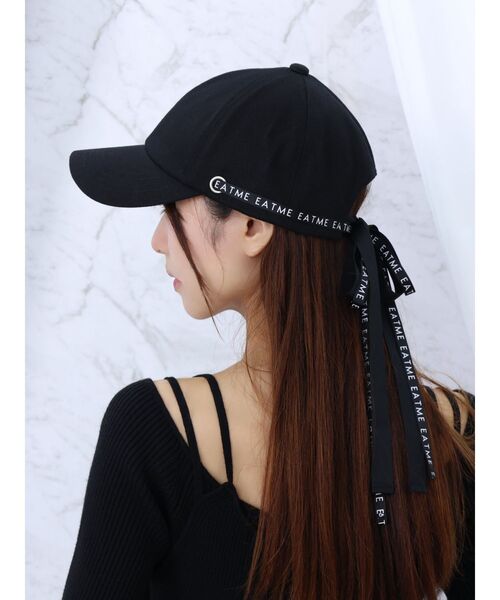 EATME（イートミー）の「BACKダブルリボンキャップ（キャップ・レディース・ブラック/ホワイト・FREE）」の2枚目の写真