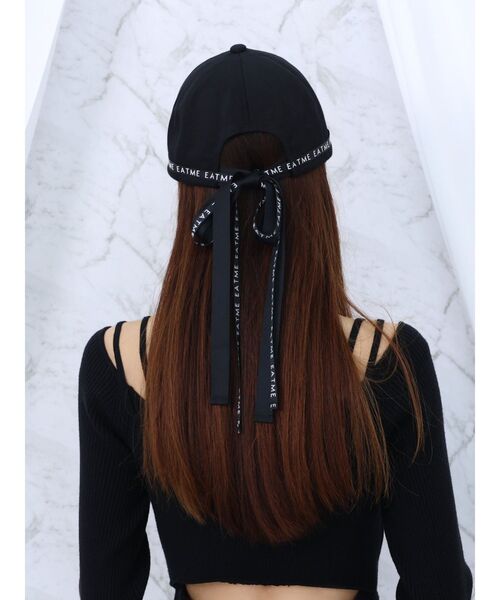 EATME（イートミー）の「BACKダブルリボンキャップ（キャップ・レディース・ブラック/ホワイト・FREE）」の4枚目の写真