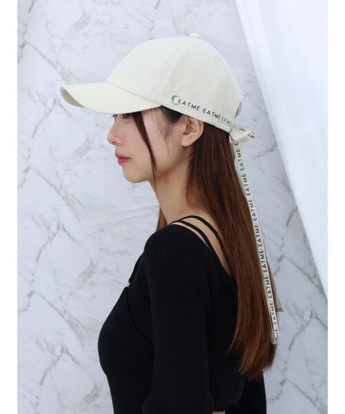 EATME（イートミー）の「BACKダブルリボンキャップ（キャップ・レディース・ブラック/ホワイト・FREE）」の8枚目の写真