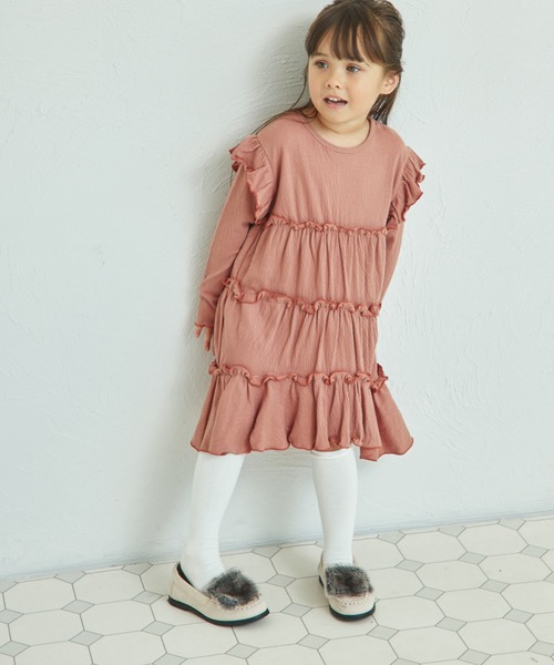 セール】楊柳天竺 配色メロー ティアード ワンピース（ワンピース