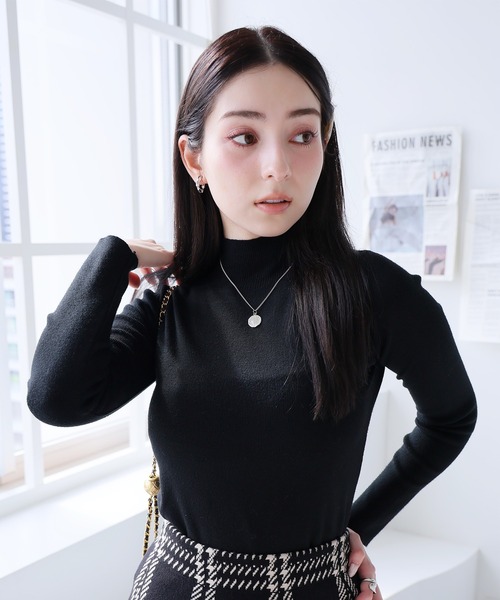 Girly Doll(ガーリードール)の「リブハイネックベーシックニット(ニット/セーター・レディース・ベージュ/ホワイト/キャメル/ピンク/ブラック・F)」の16枚目の写真