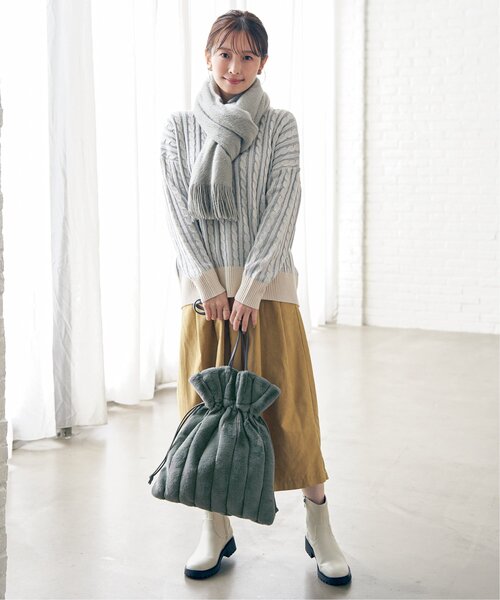 ikka(イッカ)の「エコファーパッチワークトートバッグ(トートバッグ・レディース・ブラック/ベージュ/ホワイト/グリーン・FREE)」の8枚目の写真