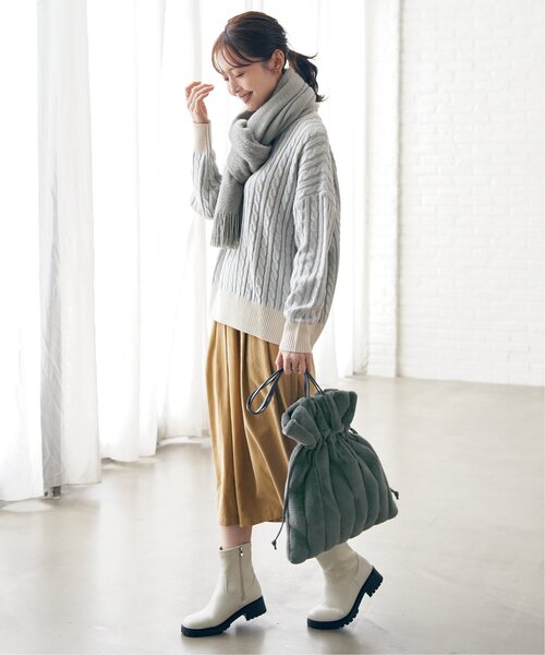 ikka(イッカ)の「エコファーパッチワークトートバッグ(トートバッグ・レディース・ブラック/ベージュ/ホワイト/グリーン・FREE)」の9枚目の写真