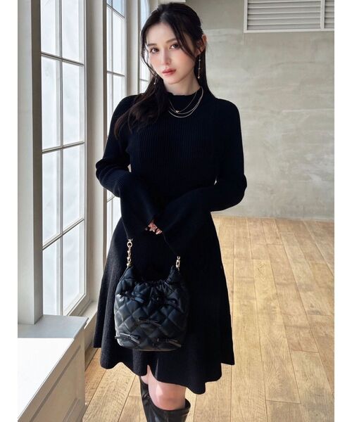 luxury lover N21 ロゴニットワンピース セール】ラグランスリーブニットワンピース【S】（ワンピース