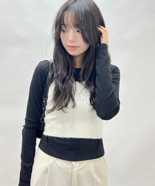 mebole(メボレ)の「ニットビスチェ(キャミソール・レディース・グレー/ブラック/ホワイト・FREE)」の22枚目の写真