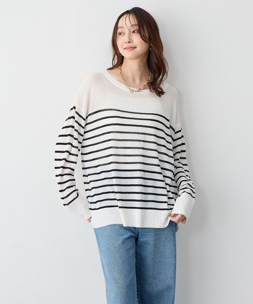 anyfee(エニフィー)の「【anyfee/プラスサイズ】シアーニットプルオーバー(新色追加)《接触冷感》(Tシャツ/カットソー・レディース・オレンジ/グレー/ブラック/ピンク/グリーン/ホワイト系その他/ベージュ・LL/3L/4L/5L)」の2枚目の写真