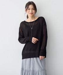 【anyfee/プラスサイズ】シアーニットプルオーバー（新色追加）《接触冷感》