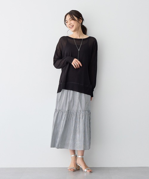 anyfee(エニフィー)の「【anyfee/プラスサイズ】シアーニットプルオーバー(新色追加)《接触冷感》(Tシャツ/カットソー・レディース・オレンジ/グレー/ブラック/ピンク/グリーン/ホワイト系その他/ベージュ・LL/3L/4L/5L)」の8枚目の写真