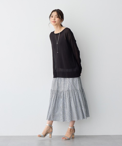 anyfee(エニフィー)の「【anyfee/プラスサイズ】シアーニットプルオーバー(新色追加)《接触冷感》(Tシャツ/カットソー・レディース・オレンジ/グレー/ブラック/ピンク/グリーン/ホワイト系その他/ベージュ・LL/3L/4L/5L)」の9枚目の写真