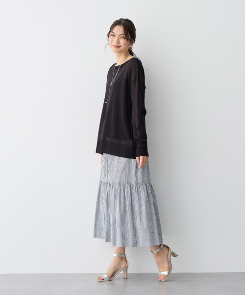 anyfee(エニフィー)の「【anyfee/プラスサイズ】シアーニットプルオーバー(新色追加)《接触冷感》(Tシャツ/カットソー・レディース・オレンジ/グレー/ブラック/ピンク/グリーン/ホワイト系その他/ベージュ・LL/3L/4L/5L)」の10枚目の写真