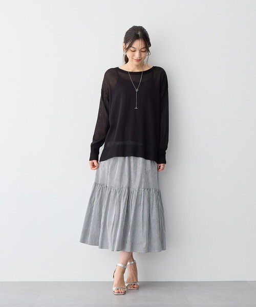 anyfee(エニフィー)の「【anyfee/プラスサイズ】シアーニットプルオーバー(新色追加)《接触冷感》(Tシャツ/カットソー・レディース・オレンジ/グレー/ブラック/ピンク/グリーン/ホワイト系その他/ベージュ・LL/3L/4L/5L)」の11枚目の写真