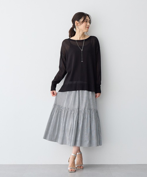 anyfee(エニフィー)の「【anyfee/プラスサイズ】シアーニットプルオーバー(新色追加)《接触冷感》(Tシャツ/カットソー・レディース・オレンジ/グレー/ブラック/ピンク/グリーン/ホワイト系その他/ベージュ・LL/3L/4L/5L)」の12枚目の写真