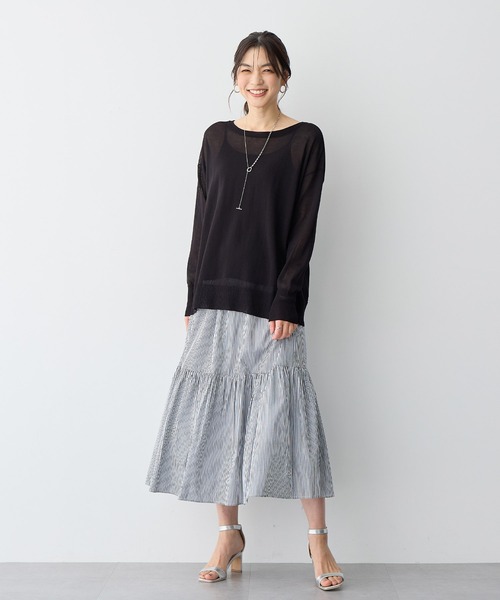 anyfee(エニフィー)の「【anyfee/プラスサイズ】シアーニットプルオーバー(新色追加)《接触冷感》(Tシャツ/カットソー・レディース・オレンジ/グレー/ブラック/ピンク/グリーン/ホワイト系その他/ベージュ・LL/3L/4L/5L)」の13枚目の写真