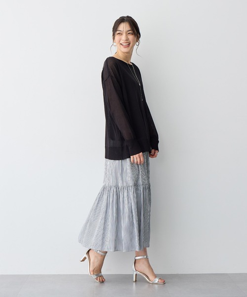 anyfee(エニフィー)の「【anyfee/プラスサイズ】シアーニットプルオーバー(新色追加)《接触冷感》(Tシャツ/カットソー・レディース・オレンジ/グレー/ブラック/ピンク/グリーン/ホワイト系その他/ベージュ・LL/3L/4L/5L)」の14枚目の写真