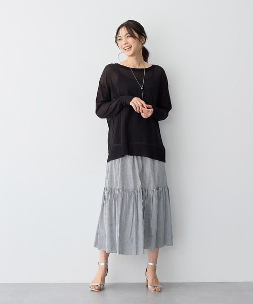 anyfee(エニフィー)の「【anyfee/プラスサイズ】シアーニットプルオーバー(新色追加)《接触冷感》(Tシャツ/カットソー・レディース・オレンジ/グレー/ブラック/ピンク/グリーン/ホワイト系その他/ベージュ・LL/3L/4L/5L)」の15枚目の写真